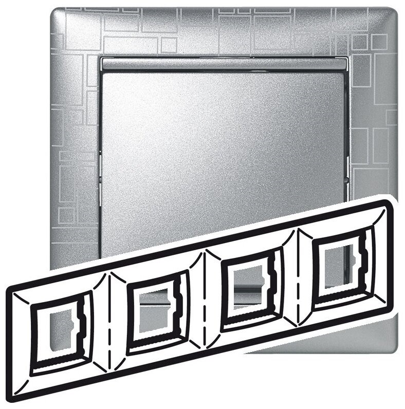 Рамка Legrand 770344 Valena CLASSIC - 4 поста, алюминий модерн