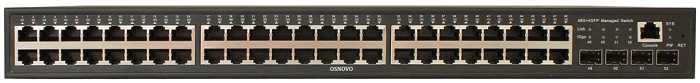 Коммутатор PoE OSNOVO SW-84804/L(800W) на 48 RJ45 PoE + 4 x GE SFP 48 x GE (10/100/1000 Base-T) PoE (IEEE 802.3af/at), 4 x GE Uplink. PoE IEEE 802.3af