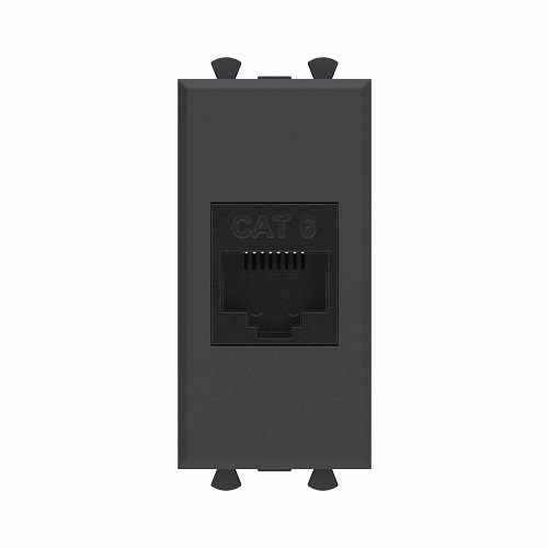 Розетка компьютерная DKC 4412691 RJ-45 без шторки модульная ,кат.6, Черный матовый, 1 модуль, Avanti