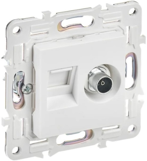 Розетка комбинированная IEK SK-AK20-2-K01 SKANDY TV+RJ45 кат.6 SK-A15W Арктический белый