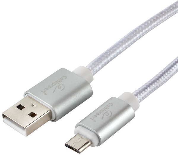 Кабель интерфейсный USB 2.0 Cablexpert CC-U-mUSB02S-1.8M AM/microB, серия Ultra, длина 1.8м, серебристый, блистер