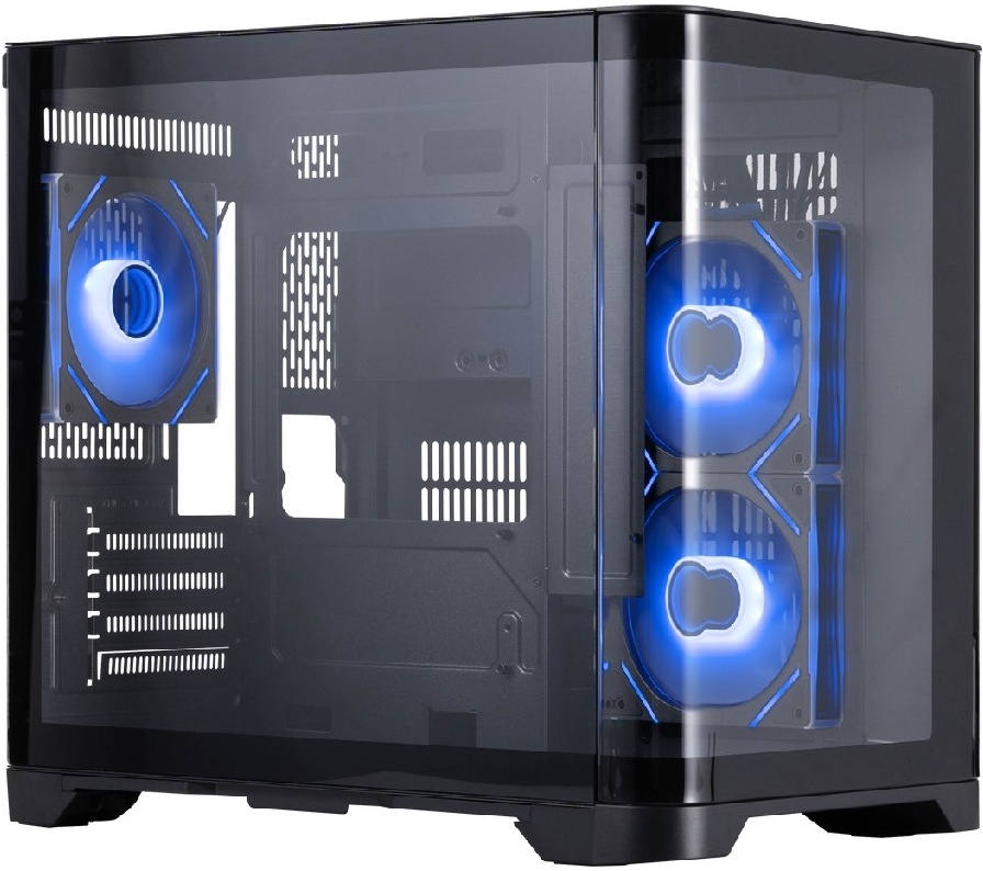 Корпус mATX 1STPLAYER UVIEW UV5 ARGB Black UV5-BK-2FC7R-1FC7 без БП, боковая и фронтальная панель из закалённого стекла, 2*USB 3.0