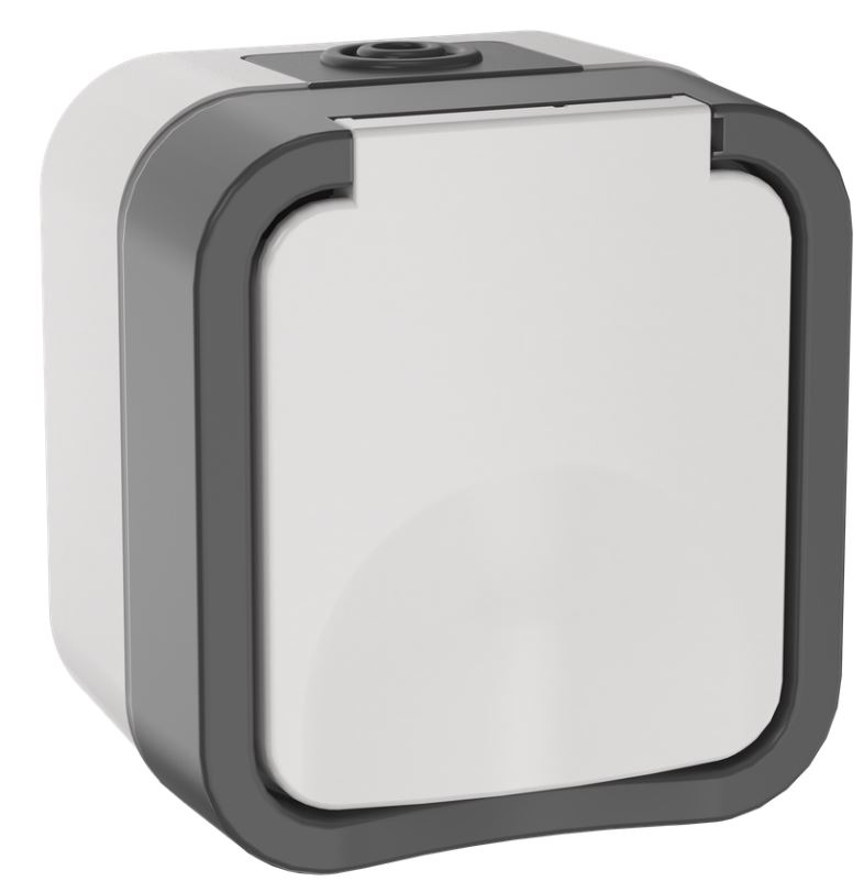 Розетка с заземлением с крышкой IEK TS-R16-16-55-K41 TORS 16А IP55 TS220 серо-белый