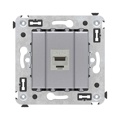 Розетка компьютерная DKC 4404763 RJ-45 без шторки в стену, кат.5e одинарная экранированная, Закаленная сталь, Avanti