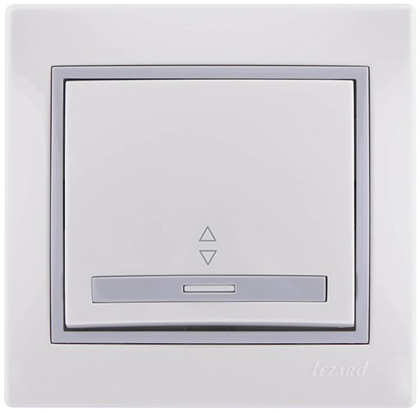 Переключатель Lezard 701-0215-105 Mira проходной 1-кл. СП 10А с сер. вставкой бел.
