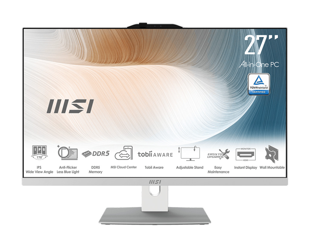   Xcom-Shop Моноблок 27'' MSI Modern AM272P 1M 9S6-AF8232-697 Core 5 120U/8GB/256GB SSD/noDVD/Intel Graphics/1920x1080 IPS/Cam/BT/WiFi/NoOS/white