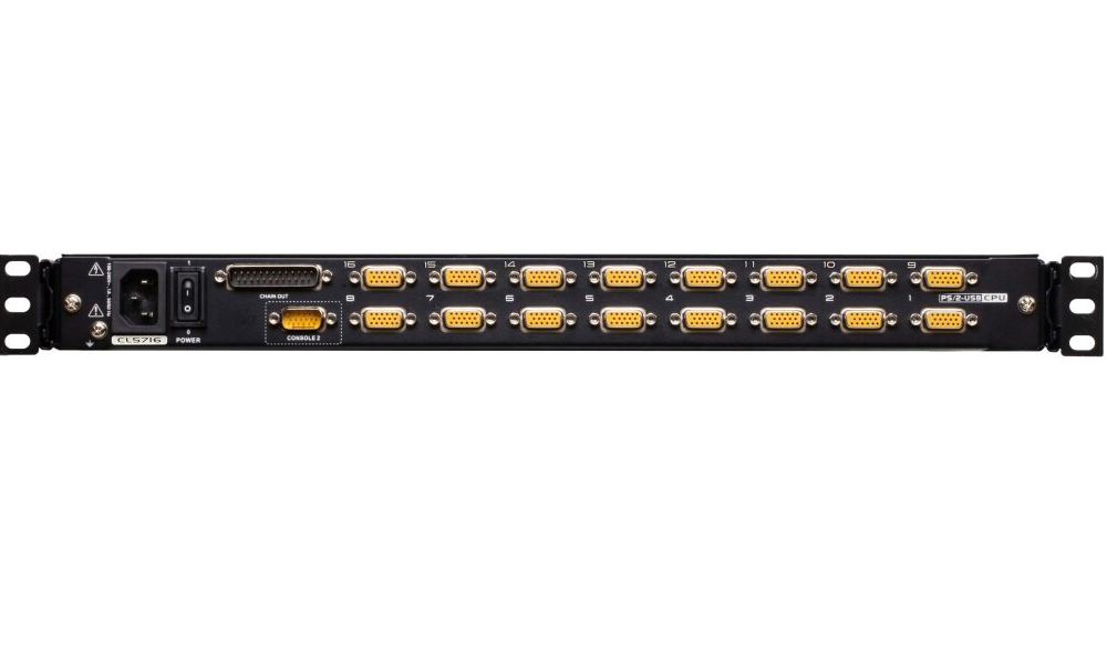 16-ти и более портовые Переключатель KVM Aten CL5716MW-ATA-RG switch, KVM, 2 user консоль LCD 17.3 =>16 cpu/портов/port PS2/USB+VGA, с KVM-шнурами USB 2x1.8м, 1920x1080, 1U