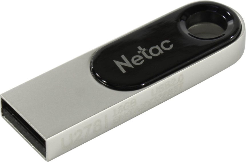 Накопитель USB 2.0 16GB Netac NT03U278N-016G-20PN U278, металлическая матовая