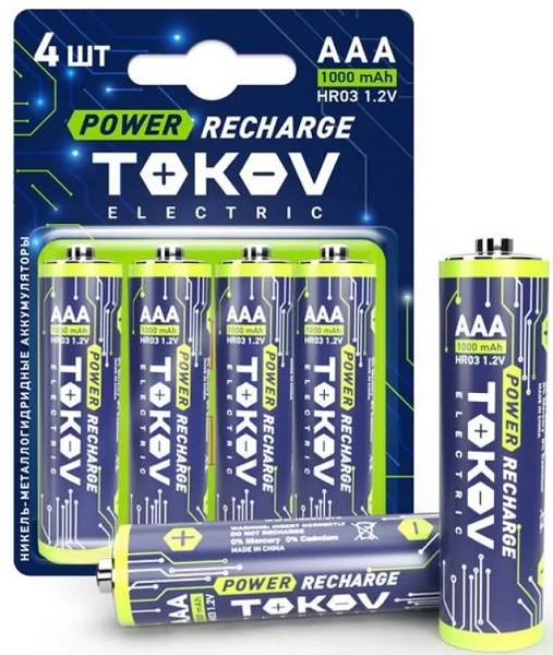 Аккумулятор TOKOV ELECTRIC TKE-NMA-HR03/B4 AAA/HR03 1000мА.ч (блист.4шт) TOKOV ELECTRIC