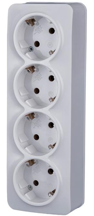 Розетка TOKOV ELECTRIC TKE-FR-R4Z-C01 4-м ОП Frea 16А IP20 250В с заземл. АБС-пластик бел