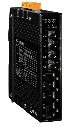  Коммутатор ICP DAS NS-206AFT-T CR Multi-mode, ST Connector, 4-port 10/100 Mbps with 2 Fiber ports Switch (RoHS)