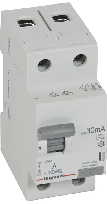  Выключатель дифференциального тока (ВДТ, УЗО) Legrand 402036 RX³ - 2П, 230 В~, 25 А, тип A, 30 мА, 2 модуля