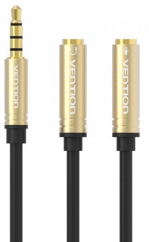 Переходник Vention BBCBY  разветвитель гибкий Jack 3.5 mm M 4 pin/Jack 3.5 mm F x 2 - 0.3м