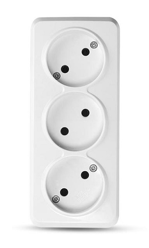 Розетка TOKOV ELECTRIC TKE-FR-R3-C01 3-м ОП Frea 16А IP20 250В без заземл. АБС-пластик бел