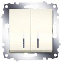 Выключатель ABB 619-010300-203 Cosmo двухклавишный, с подсветкой, 10А, 250В, IP20 (кремовый)