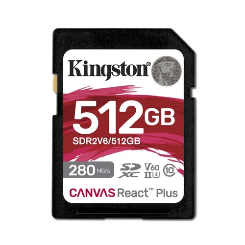  Карта памяти SDXC 512GB Kingston SDR2V6/512GB Canvas React Plus UHS-II 280R/150W U3 V60