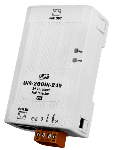 Инжектор PoE ICP DAS tNS-200IN-24V CR for 1 PoE port (uses unused pairs), 24 V input (RoHS)