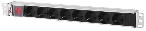 Блок розеток 19, 8 розеток ЦМО R-10-8S-V-440-Z Rem-10 без шнура с выкл., 8 Sсhuko, вход IEC 60320 C14, 10A, алюм.