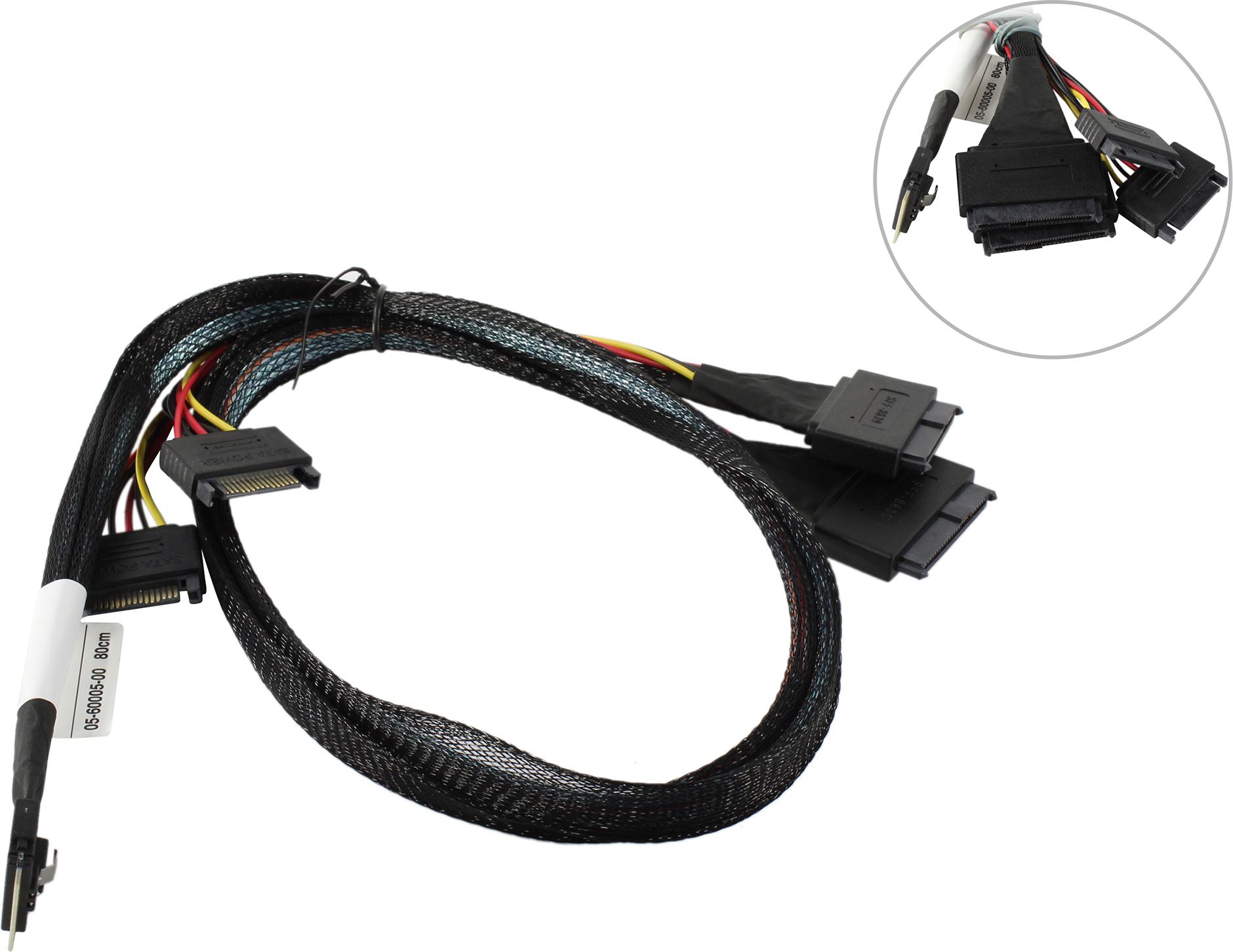 Кабели SAS/SATA/SCSI Кабель Amphenol CBL-8654-2-8639-10 Cable, x8 SFF-8654 to 2xU.2 SFF-8639, 0,8M (05-60005-00)