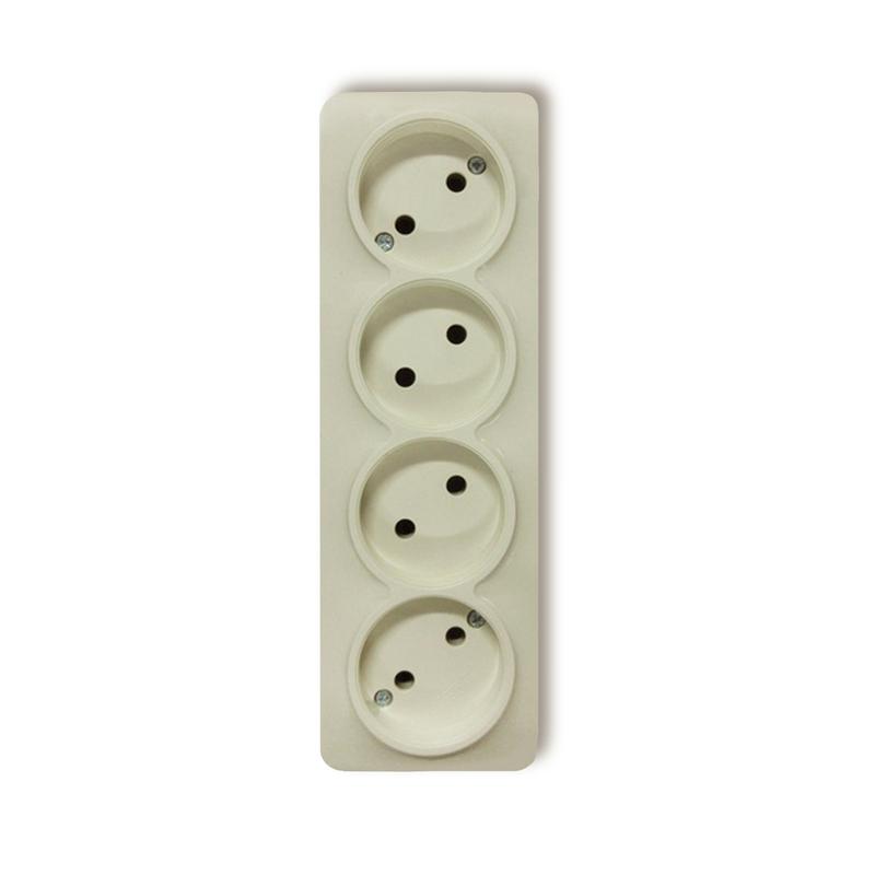 Розетка TOKOV ELECTRIC TKE-FR-R4-C02 4-м ОП Frea 16А IP20 250В без заземл. АБС-пластик беж