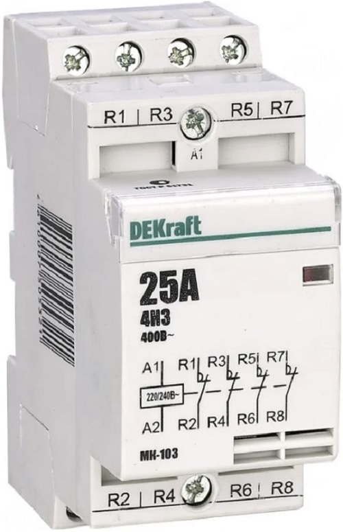 Контактор модульный DEKraft 18054DEK 3НО+1НЗ 16А 230В МК-103