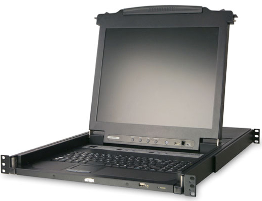 Переключатель KVM Aten CL5716N-ATA-RG switch, KVM, 2 user консоль LCD 19 =>16 cpu/блоков/портов/port PS2/USB+VGA, с KVM-шнурами PS2 1х1.8м.;USB 1x1.8