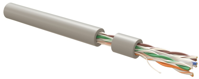 Кабель витая пара U/UTP 6a кат. 4 пары Hyperline UUTP4R-C6A-S23-IN-LSZH-GY-305 23 AWG, 4х2х0,58 мм,однопроволочные жилы, LSZH, нг(А)-HF, внутренний -2