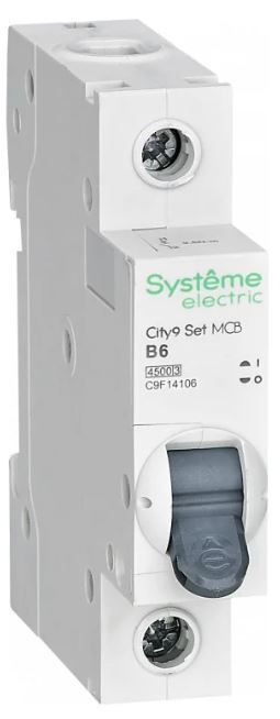 Автоматический выключатель Systeme Electric C9F14106 City9 Set B 6А 1P 4.5kA 230В