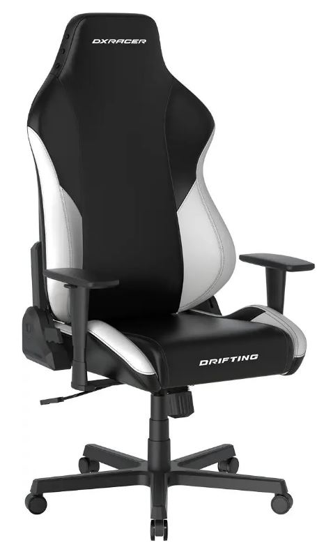 Кресло игровое DxRacer OH/DL23/NW чёрно-белое (PU-кожа, Топ-Ган, подлокотники 3D)