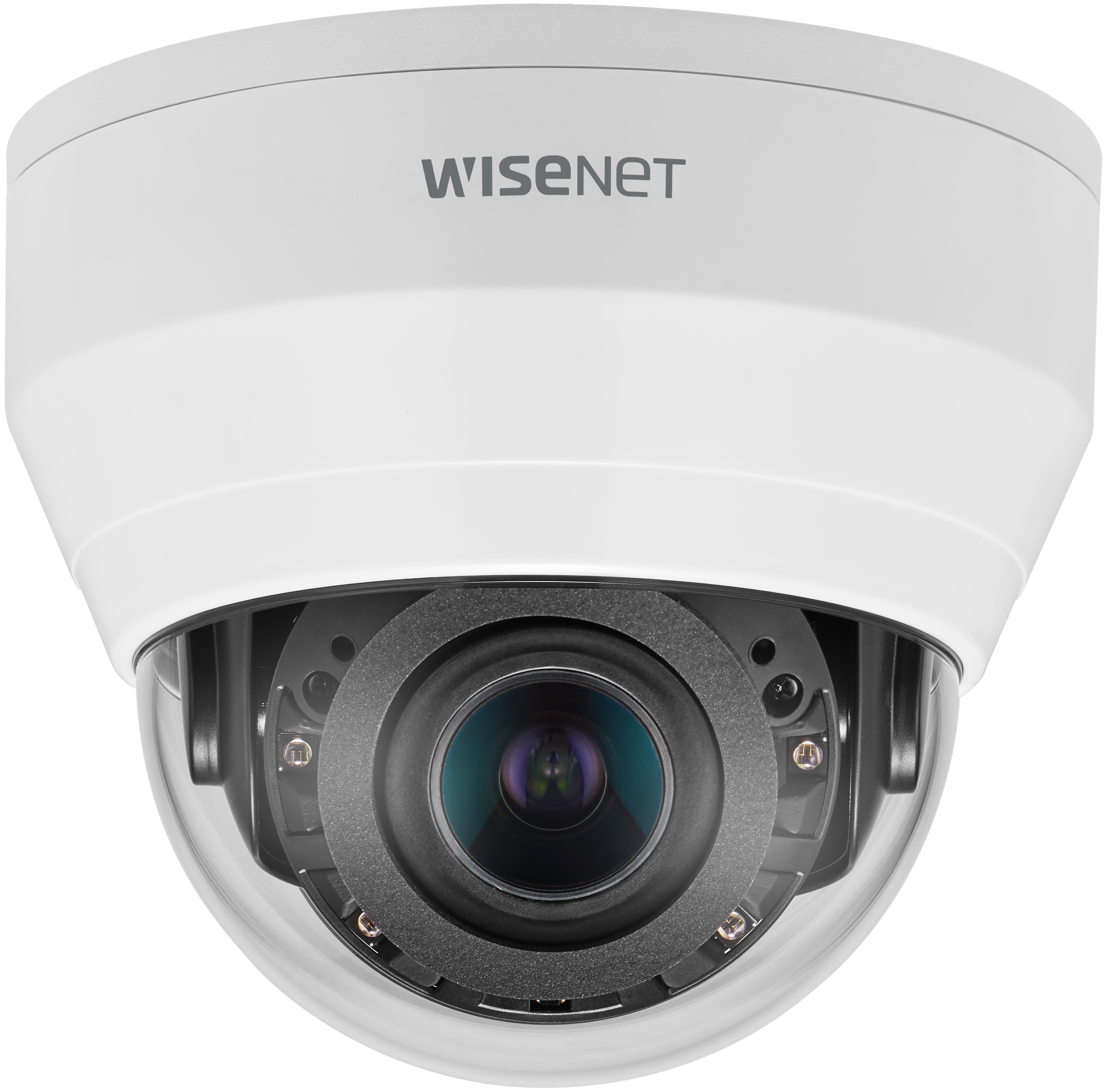 Видеокамера IP Wisenet QND-8080R 5МП внутренняя купольная с функцией день-ночь (эл.мех. ИК фильтр) и ИК подсветкой до 20 м.; встроенный моторизованный