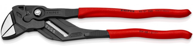 Клещи Knipex KN-8601300 переставные-гаечный ключ 68мм (2 1/2дюйм) L-300мм Cr-V обливные рукоятки сер.