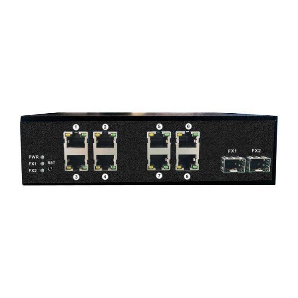 Коммутаторы с PoE промышленные Коммутатор промышленный OSNOVO SW-60802/IC PoE на 10 портов: 8 x FE (10/100Base-T) с PoE (до 25W) + 2 x GE SFP (1000Base-X). Вход для резервного питан