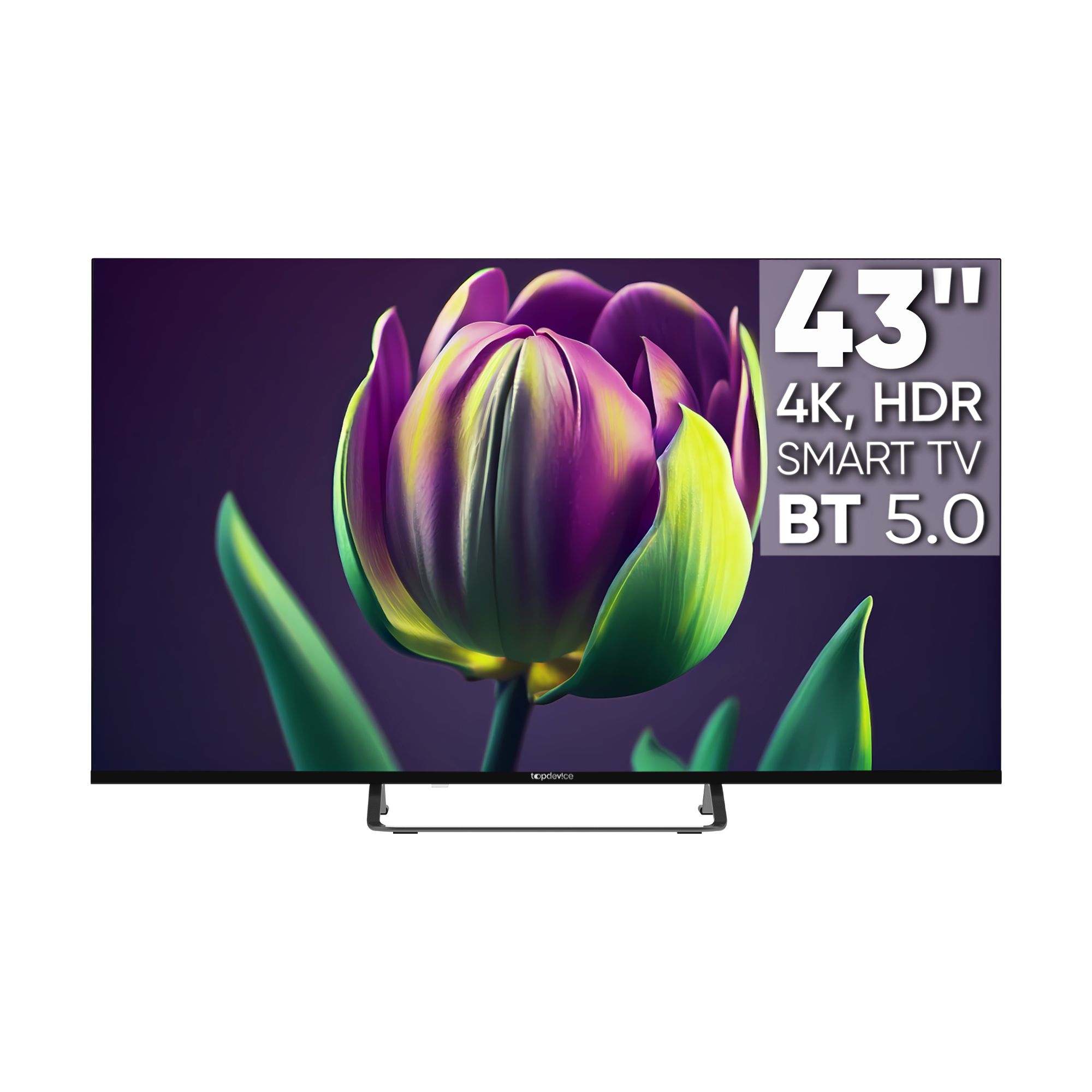 Телевизор TopDevice TDTV43CS06U_BK Frameless UHD ready/T2/S2/CI+/Dolby/AAC/Android 11 Smart (1/16Gb)/black, BT, 2 пульта