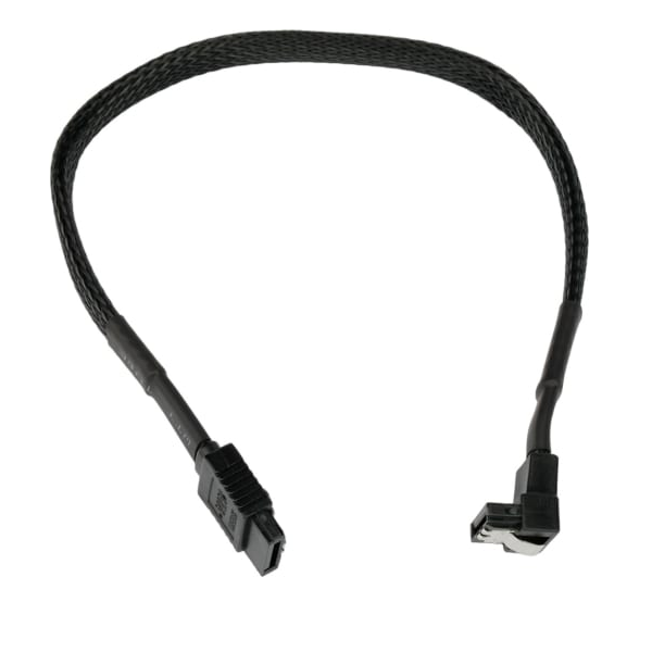 Кабель интерфейсный Cablexpert CC-SATAM-DATA90-BLBR-30CM SATA, Sata3 7pin/7pin, 30см, нейлоновая оплетка, черный, пакет