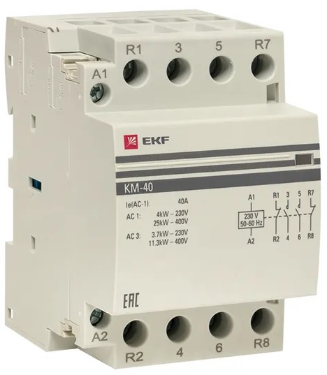 Контактор EKF km-3-40-22 КМ 40А 2NО+2NC (3 мод.)