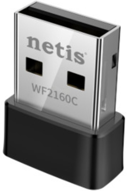 Адаптер Netis WF2160C сетевой двухдиапазонный Wi-Fi AC650, 2,4/5 ГГц, до 650 Мбит/с, USB 2.0, встроенная антенна