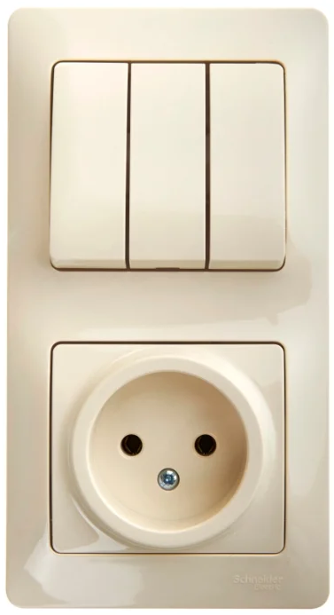 Блок Schneider Electric GSL000276 розетка и 3-кл. выключатель беж