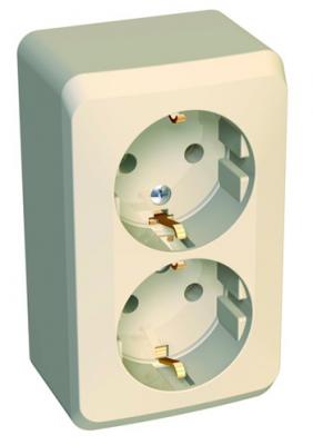 Розетка Schneider Electric PA16-007K Этюд 2-ая, с заземлением, без шторок, наружная,16 А, 250 В, 3680 Вт, IP20, в сборе (кремовая)