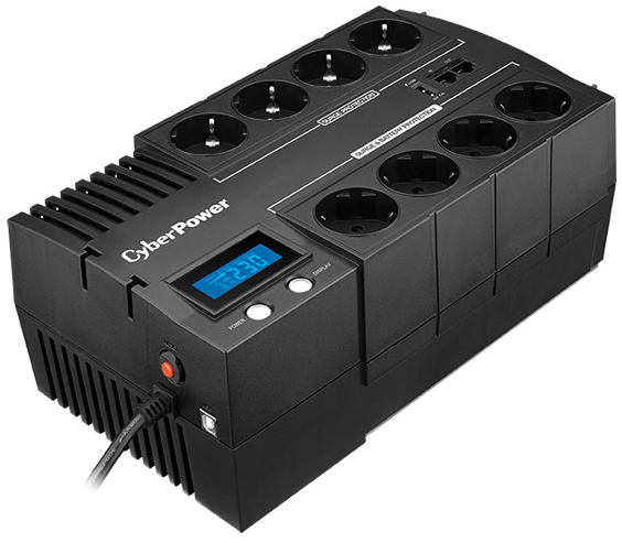 Источник бесперебойного питания CyberPower BR1000ELCD Back-UPS Brics, line-Interactive, 1000VA/600W, Tower, 8*Schuko, LCD, USB