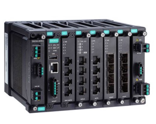 Коммутатор управляемый MOXA MDS-G4020-T модульный 4 встроенных порта 10/100/1000 BaseT(X) Ethernet, 2 слота для модулей питания