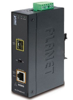 Медиа-конвертер Planet IGTP-805AT промышленный, IP30 1000Base-SX / LX to 10/100/1000Base-T 802.3at PoE (-40 to 75C)