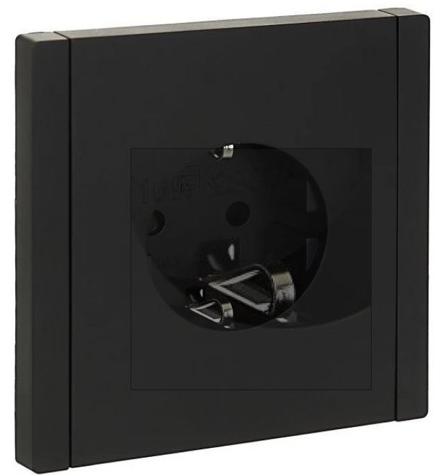 Розетка с заземлением IEK FP-R14-16-1-K02 FORTE&PIANO с защитными шторками 16А FP113 черная