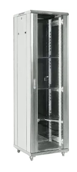 Шкаф напольный 19, 42U Rexant 04-4266-211 600×600х2054, дверь сплошное стекло, серый, RAL 7035