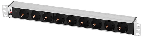 Блок розеток 19, 9 розеток ЦМО R-10-9S-I-440-Z Rem-10 без шнура с инд.,Sсhuko, вход IEC 60320 C14, 10A, алюм.