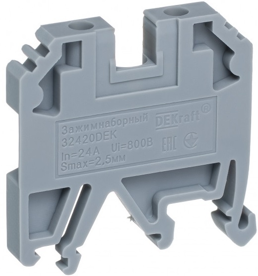 Клеммник на DIN-рейку DEKraft 32420DEK 24А 2,5мм2 серый ЗН-101