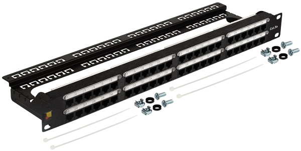 Патч-панель Lanmaster LAN-PPC48U5E 19 высокой плотности, 48 портов RJ45, неэкранированная, кат.5E, 1U