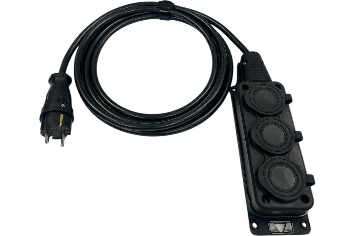 Удлинитель силовой iTOK i-CONNECT-COLOR-SU-PVS-325-3-54-5-BLACK тип SU серии iCONNECT COLOR с заземлением ПВС 3х2,5 мм 3 гнезда IP54 ГОСТ цвет черный
