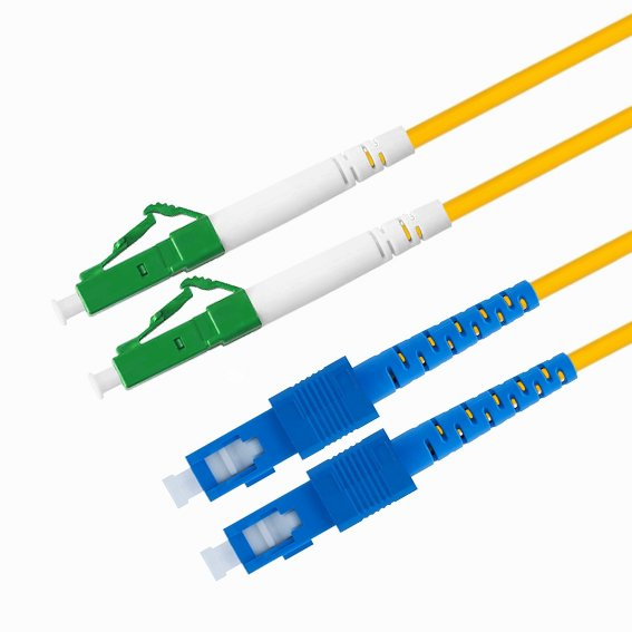 Патч-корд волоконно-оптический TELCORD ШОС-2x3.0-2LC/A-2SC/U-SM-5м-LSZH-YL duplex LC/APC-SC/UPC, SM 9/125 (G652D), 3.0 мм, LSZH, 5м