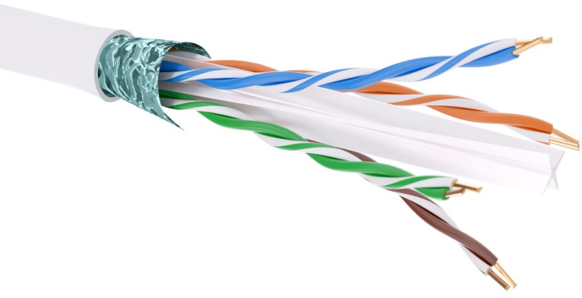 Кабель витая пара F/UTP 6 кат. 4 пары DKC RN6FUK02WH 23AWG(0.58 мм), медь, одножильный (solid), внутренний, полиолефин, нг(A)-LS, белый, 'RAM telecom'