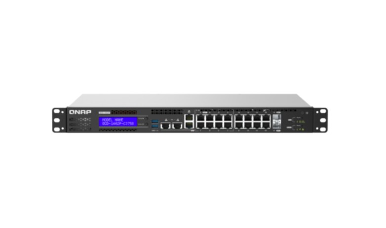  Xcom-Shop Коммутатор PoE QNAP QGD-1602P-C3758-16G комбинированный, сетевой RAID-накопитель, 16 PoE портов: 8*2,5 Гбит/с RJ-45, 8*1 Гбит/с RJ-45 и 2 порта 10 Гби